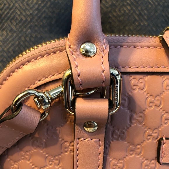 New Gucci Guccissima Pink Leather Bag Long Strap Dome - Picture 4 of 11